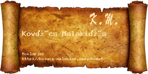 Kovács Malakiás névjegykártya